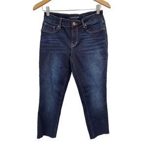 Maurices Mid Rise Straight Ankle Crop Jeans Womens M Dark Wash Denim Cotton Blen